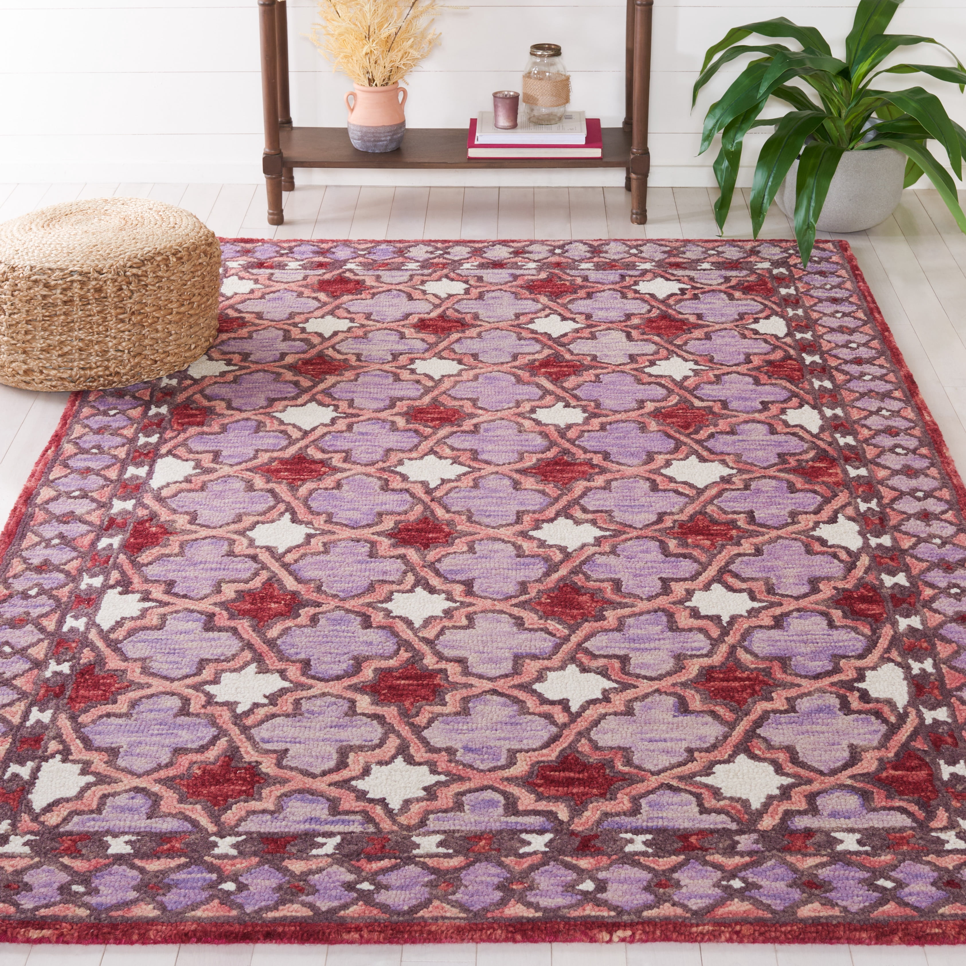 SAFAVIEH Aspen Joshua Geometric Area Rug, Red/Pink, 4' x 6'