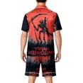 thumbnail image 4 of Halloween Pajamas Men Cute Halloween Pajamas for Men Matching Halloween Pajamas Pumpkin Pajamas Men Halloween Pjs Halloween Pajamas Men Casual Short Sleeve Button Down Tops Shorts, Red, 4XL, 4 of 4