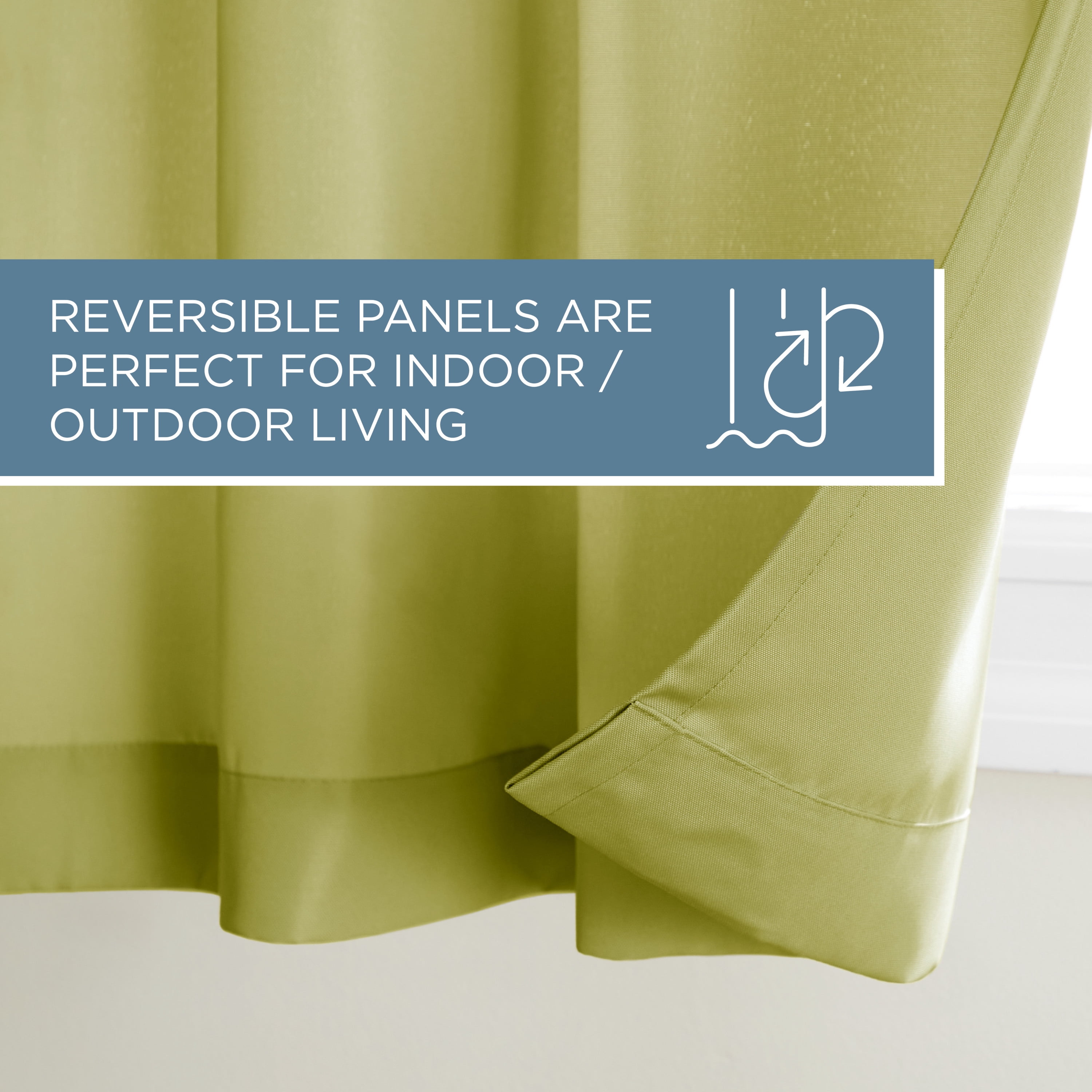 TOWN & COUNTRY BASICS Cabana Solid Heavyweight Indoor Outdoor Curtains, Light Filtering Opacity with Grommet Top, Water Repellent, 2-Pack Set, 54"x84", Kiwi Green
