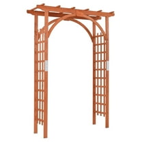 Wood Arbor Arch, 85" Garden Archway Arch Lattice Trellis Pergola for Backyard Lawn Climbing Plants, Outdoor Ceremony Wedding Bridal Decor
