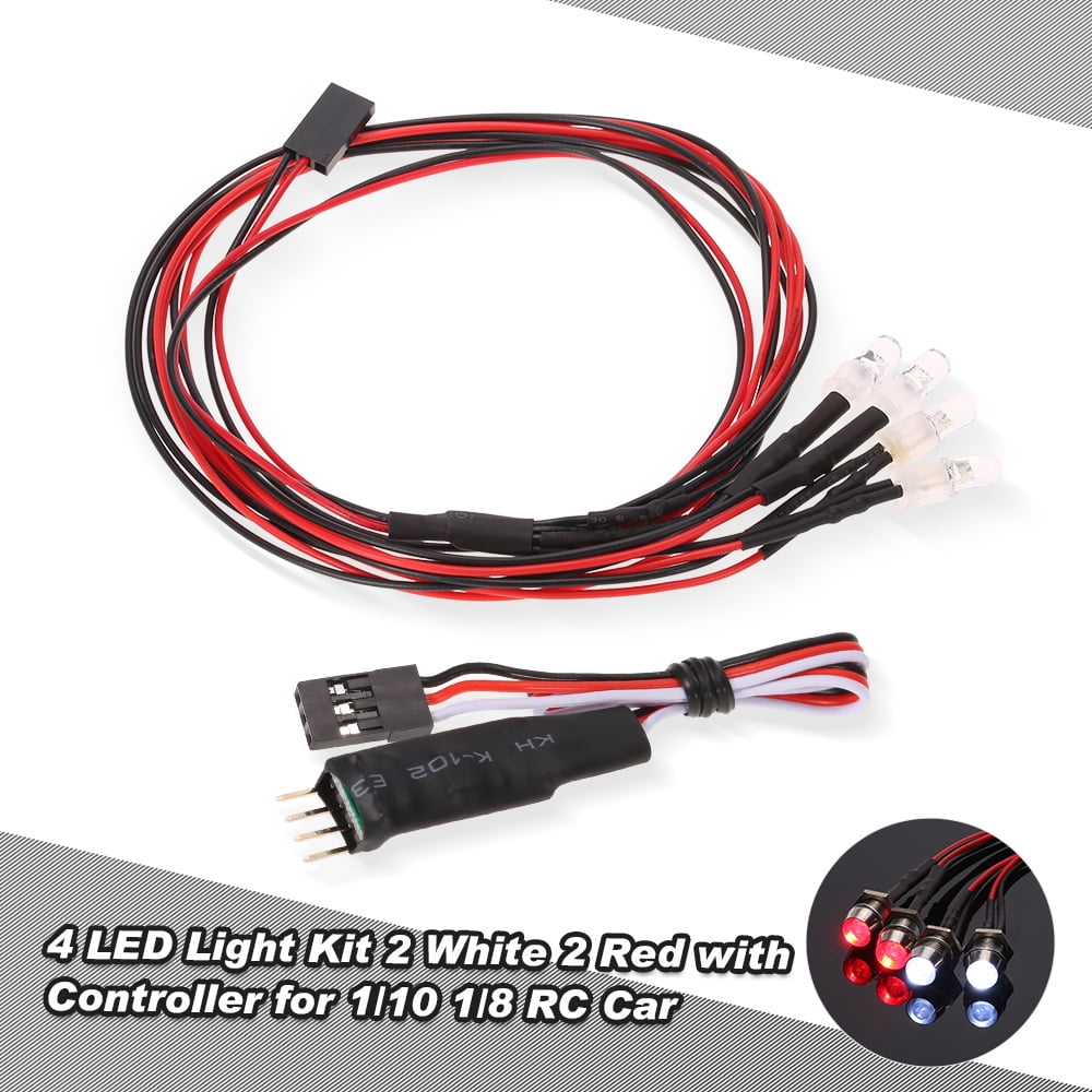 Details about   2 White 2 Red LED Light Kit with Lampshade for 1:10 Axial Scx10 RC Crawler 