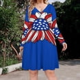 thumbnail image 2 of American Flag Blue Red White Long Sleeve Dresses For Women Vintage Elegant Party Dress Oversized V-neck Dress S-8XL, 2 of 7
