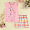 thumbnail image 2 of Toddler Boys and Girls Summer Outfits Casual Round Neck Sleeveless Tank Top and Shorts Solid Color Comfy 2 Piece Outfit Pink 4-5 Years, 2 of 7