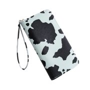 Aellinatey Stylish Cow Print Handheld Wallet PU Card Holder Purse for Fashionable Women