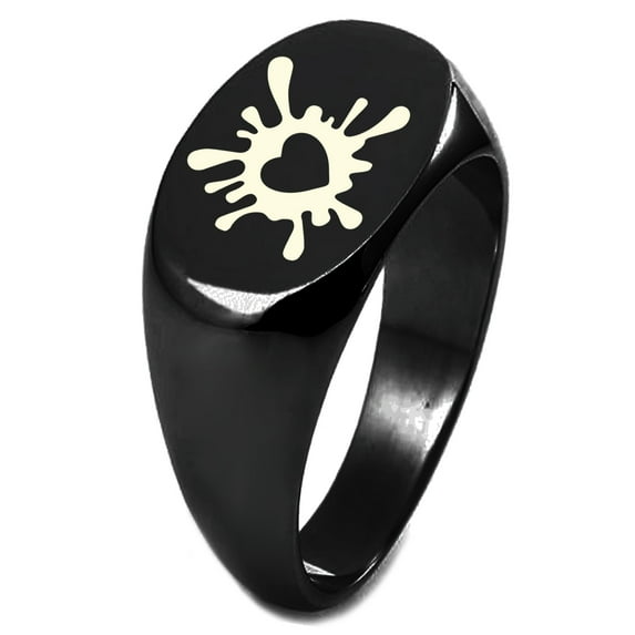 Sterling Silver Heart Love Splatter Engraved Oval Flat Top Polished Ring