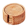 thumbnail image 2 of Mantel individual redondo de ratán natural tejido a mano, posavasos, mantel individual para tazas, incluido 8cm, 2 of 7
