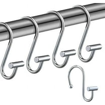 Shower Curtain Hooks,Set of 12 Rust Resistant Metal Shower Curtain Rings for Bathroom,T-Bar Decorative Hooks Hangers for Shower Rod (Chrome)