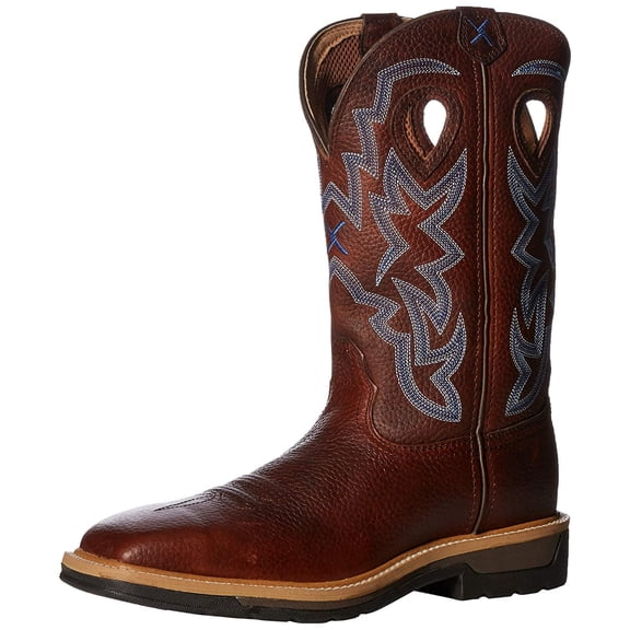 TWISTED X Adult Male Lite Cowboy Brown Pebble/Brown Pebble Work Boots, Size: 11.5, Width: EE