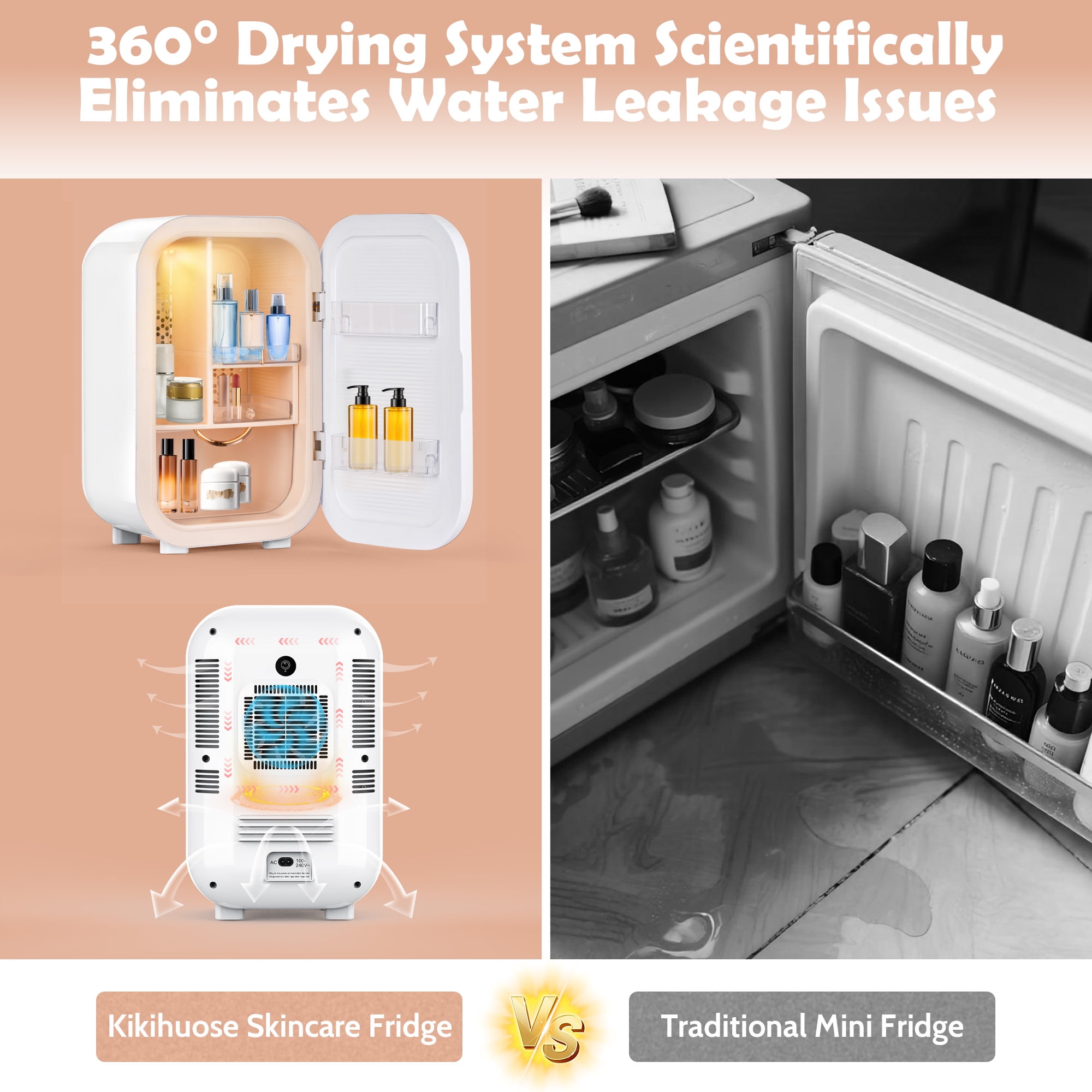 Advwin 22L Mini Skincare Fridge with Mirror, Personal Beauty Makeup Cosmetics Small Refrigerator for Bedroom, Dorm, White