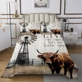 thumbnail image 2 of Highland Cow Quilt Set Garden Windmill Decor Farmhouse Bedspread Set King,Country Lodge Cabin Coverlet Set Rustic Cottage Old Barn Door Quilted,Vintage Farm Pinwheel Winnower Western Decor, 2 of 4