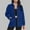 Blue, variant on Button Up Jackets for Women Women's Warm Fleece Solid Color Long Sleeved Sweatshirts with Double Pocket Casual Stand-Up Collar Sweat Coats