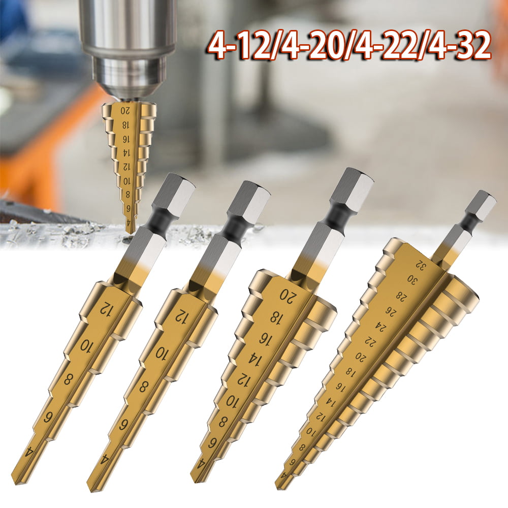 Step Drill Bit Multi‑Functional Three Flat Handles 3pcs Smoother Industrial Tools DIY Tools for Metalworking with Compact Shape 01 Spiral Step 