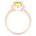 thumbnail image 4 of 3.84ct emerald cut yellow Crystal 18k pink rose gold engraving statement Bridal Wedding halo Designer Ring size 5, 4 of 5