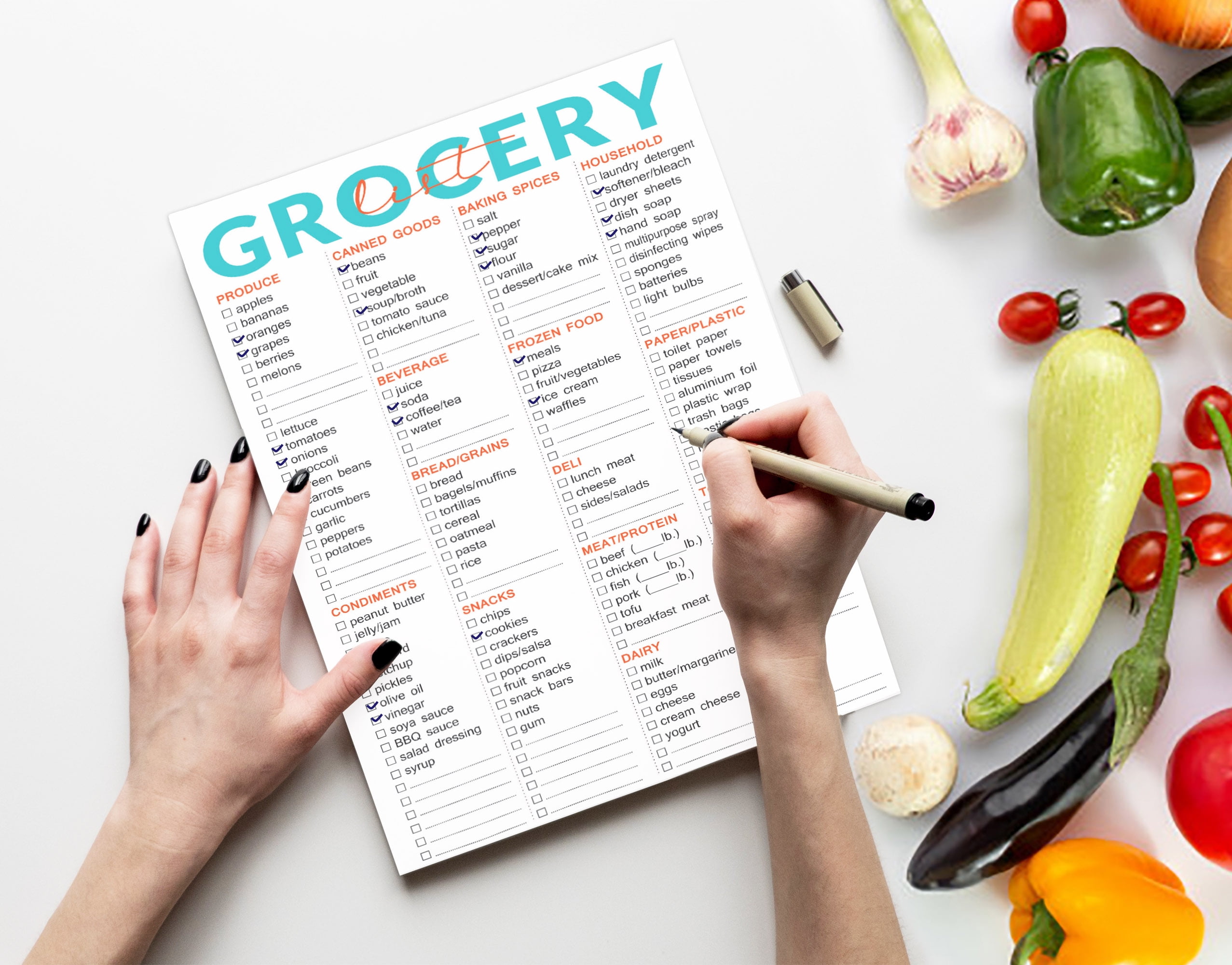 Inkdotpot Magnetic Grocery List Notepad Grocery Shopping List Blank, Portable Size 6 x 9 inches - 54 Page Weekly Grocery Shopping Planner