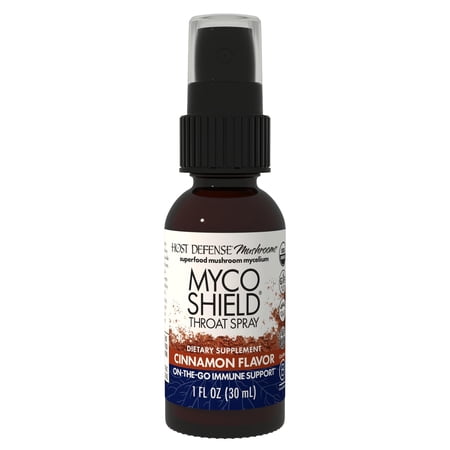 Host Defense MycoShield Throat Spray - Cinnamon Flavor, 1 fl oz (71 Servings)