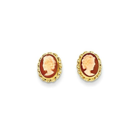 - 14k Yellow Gold Cameo Post Stud Earrings For Women Gift Set
