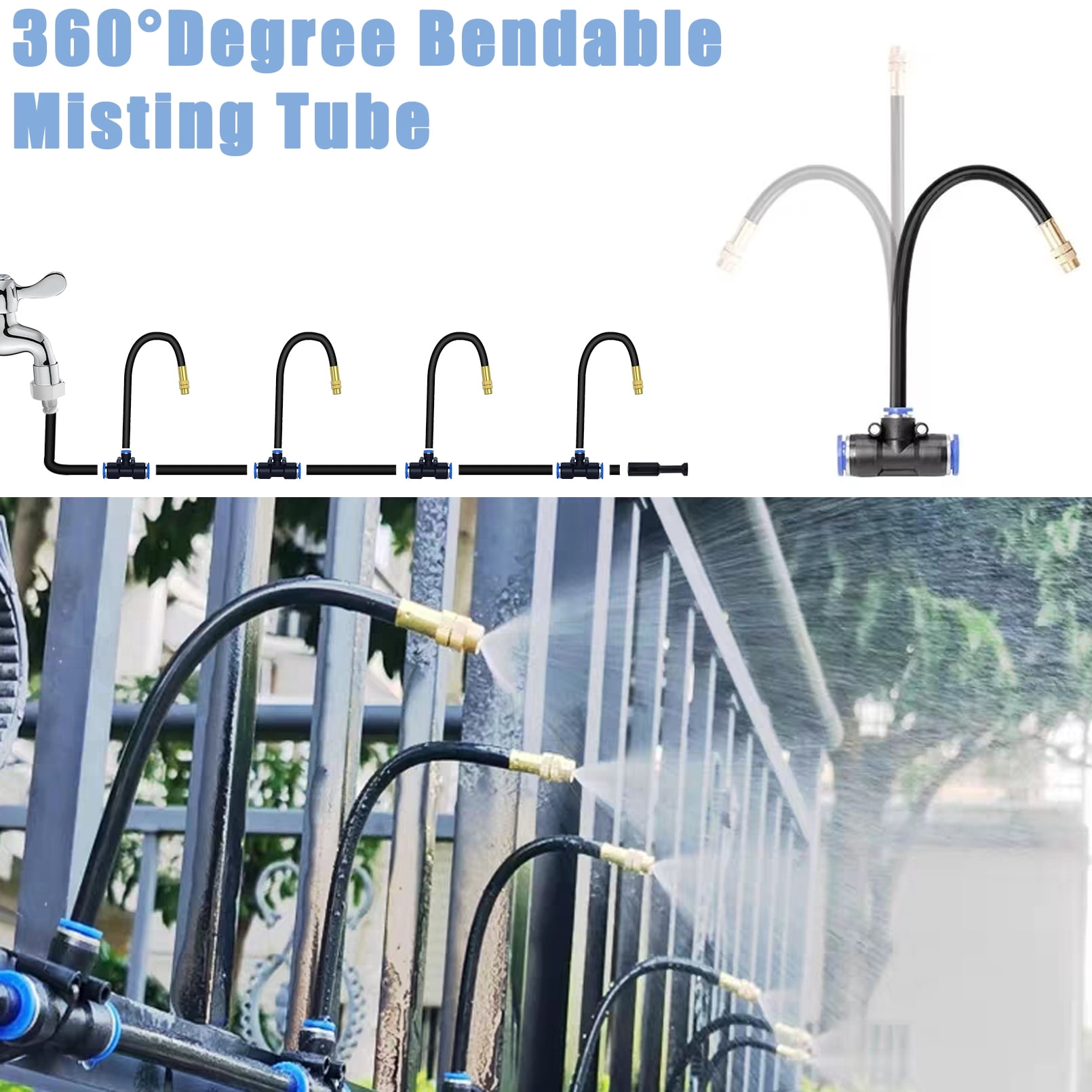 IRmm New Drip Irrigation System,Automatic Irrigation System with Replaceable 360-degree Bending Dropper,atomizing Copper Nozzle for Watering System for Garden Plant Lawn Patio. (Copper Nozzle)