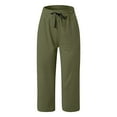 thumbnail image 3 of Susanny Womens Athletic Cropped Gaucho Crop Pants with Pockets Low Waist Petite Capri Pants Loose Casual Summer Pull on Capris Army Green M, 3 of 4
