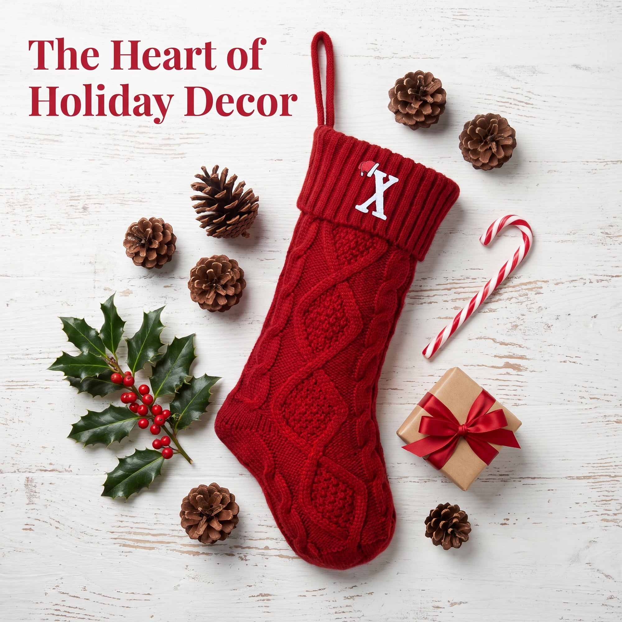 Unique Bargains Canine Bone Christmas Stocking Luxury Puppy Holiday Keepsake Sack Red Letter X 17"