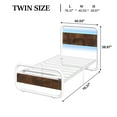 thumbnail image 6 of 4 EVER WINNER Twin Size LED Bed Frame, Metal Bed Frame Twin Size, White Metal Platform Bed Frame with LED Headboard, No Box Spring Needed, White, 6 of 8