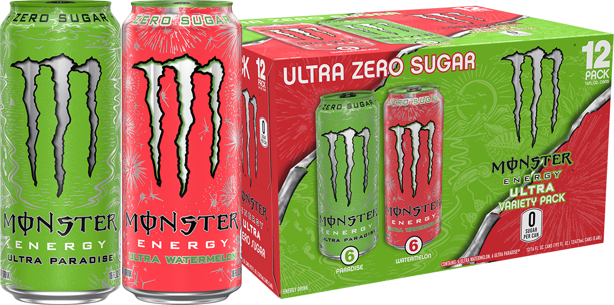 Monster Energy, Variety Pack, Ultra Watermelon + Ultra Paradise, 16 fl oz, 12 Pack