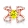 thumbnail image 2 of Gem Stone King 2.22 Ct Oval Canary Mystic Topaz 18K Rose Gold Plated Sterling Silver Ring (Size 6) (Size 6), 2 of 3