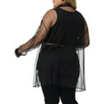 thumbnail image 3 of Agnes Orinda Women's Plus Size Shirt Mesh Sheer Long Sleeve Button Down See Through Tops Blouses 1X Black, 3 of 6