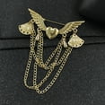 thumbnail image 5 of Naierhg Retro Angel Wing Heart Shirt Suit Collar Tip Lapel Brooch Pin with Chain Tassel, 5 of 8