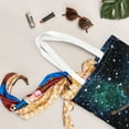 thumbnail image 5 of DouZhe Reusable Grocery Bags, Night Space Stars Lightweight Polyester Canvas Cloth Tote Bag for Travle Gym Shopping School, 15" x 16", 5 of 7
