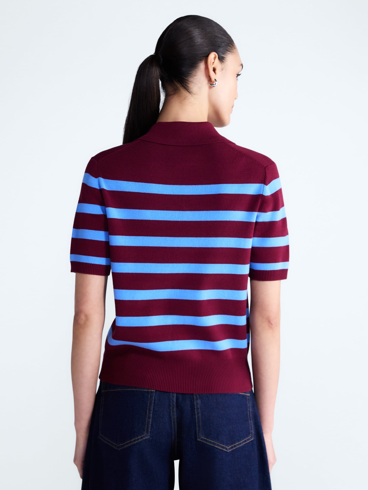 Free Assembly Women's and Women's Plus Polo Sweater with Short Sleeves, Lightweight, Sizes XS-4X