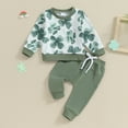 thumbnail image 2 of Bagilaanoe 2Pcs Toddler Baby Boy Holiday Clothes Print Long Sleeve Sweatshirt Tops + Sweatpants 6M 12M 18M 24M 3T Kids Casual Sweatsuits Pants Set, 2 of 8