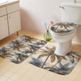 thumbnail image 2 of Navy Blue Brown Palm Tree Bath Mat 3 Piece Bathroom Rug Set, Tropical Leaves Vintage Non Slip Bath Rug Contour Mat and Toilet Lid Cover, Absorbent Shower Mats Soft Bath Rugs and Mats Sets, 2 of 8