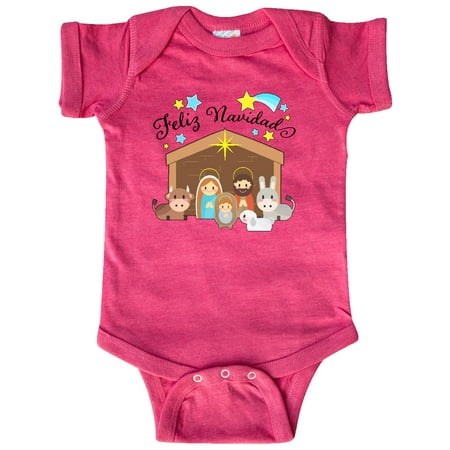 

Inktastic Feliz Navidad Cute Nativity Scene Gift Baby Boy or Baby Girl Bodysuit