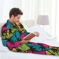thumbnail image 4 of Mens Pajamas Set, Colorful Hawaiian Style Button Down Long Sleeve Loungewear Sleepwear Pjs sets for Men, 4 of 5
