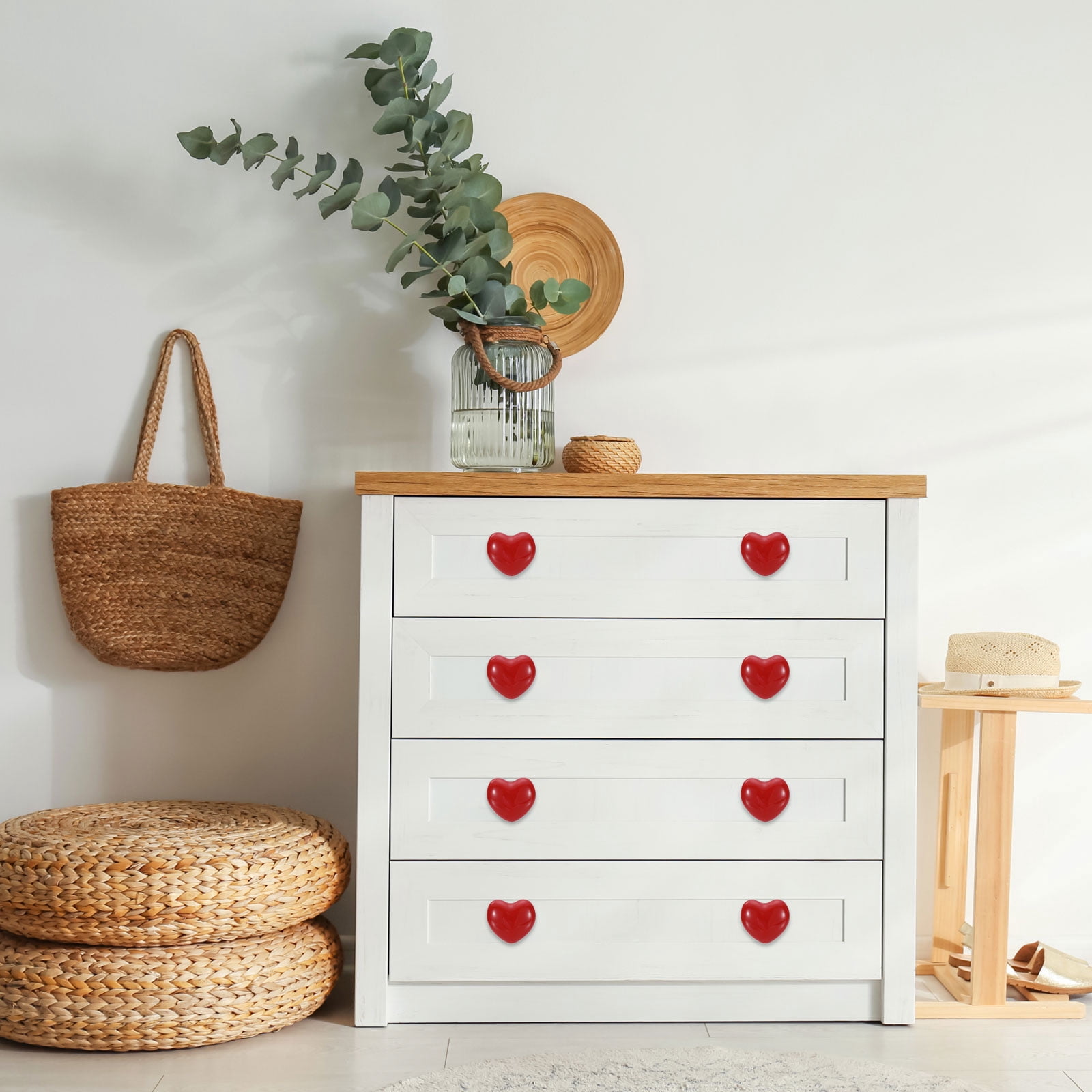 Unique Bargains Heart-Shaped Ceramic Drawer Knobs for Furniture Pink