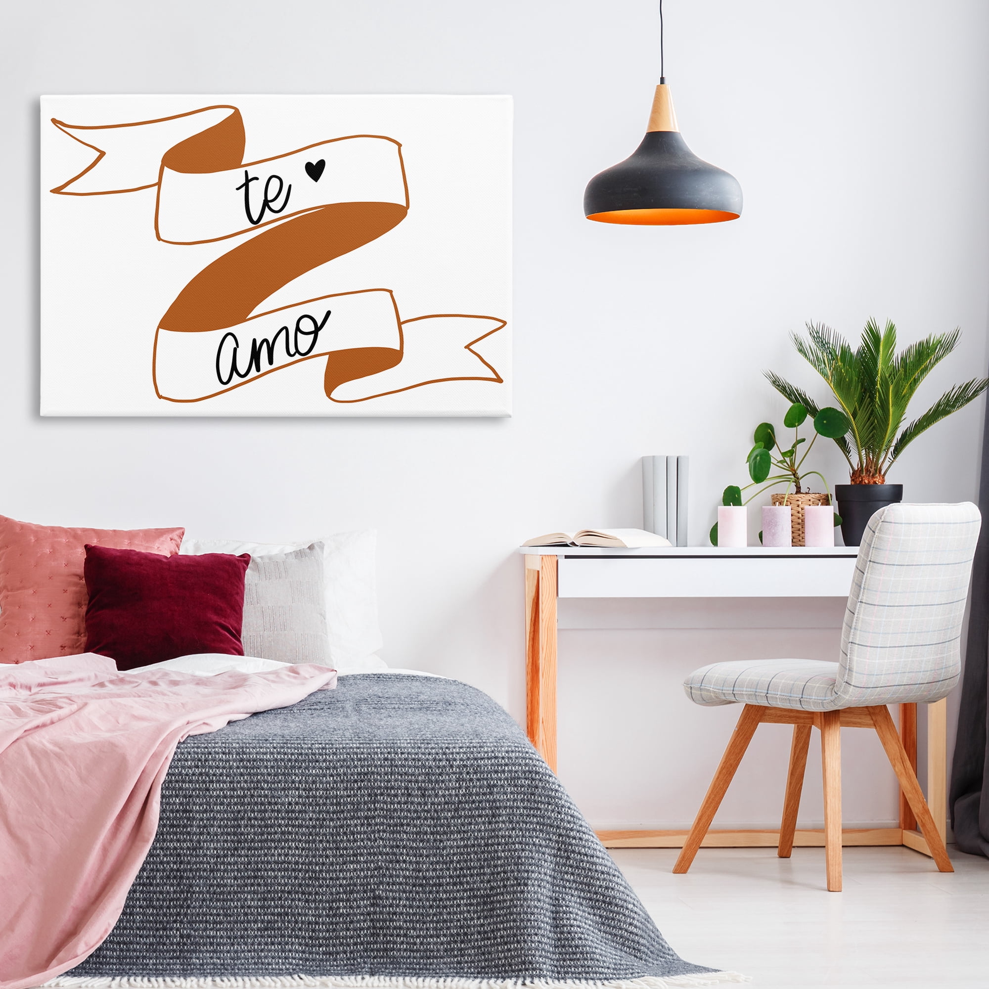 Stupell Industries Te Amo con Cinta Inspirational Quotes & Sayings Painting Wrapped Canvas Art Print Wall Art, 45 x 30