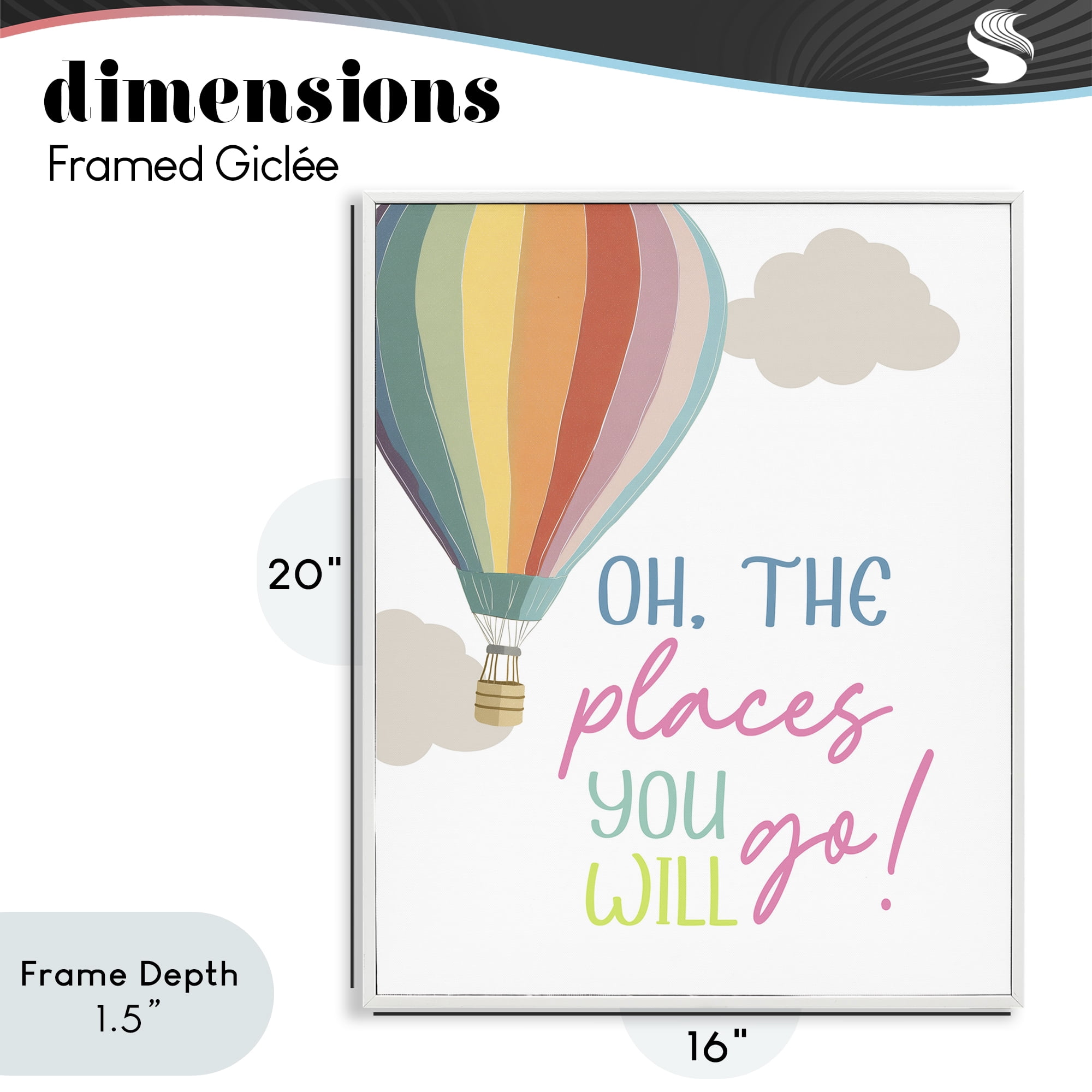 Stupell Industries The Places You Will Go White Framed Giclee Art, design by Christine Simpson Art