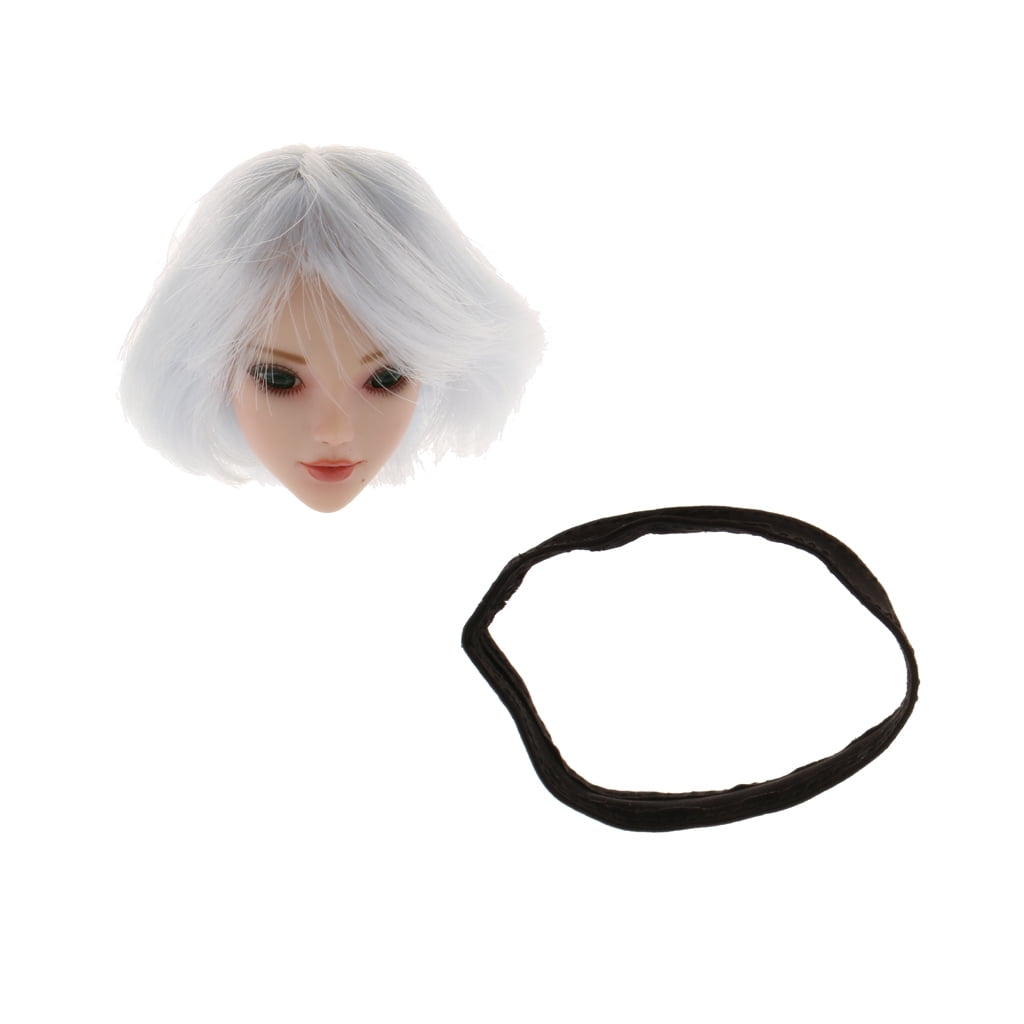 1:6 White Short Hair Anime Girl Head Sculpt For 12" Phicen Steel Female Body 