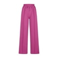 thumbnail image 3 of Dress Pants Women Wide Leg Sweatpants for Women Trendy Fashion High Waisted Drawstring Loose Long Pants with Pockets S-27 Hot Pink-a L, 3 of 5