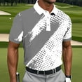 thumbnail image 2 of BiZtdJrK Golf Athletic T-Shirts for Men Button Collared Short Sleeve Polos Shirt Geometry Printed Casual Workout Tops, Gray, M, 2 of 6