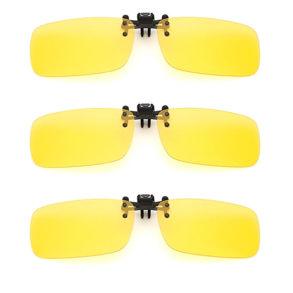 TOP-MAX Polarized Clip on Sunglasses, Polarized Lenses Clip On Driving Glasses UV 400 Protection, Unisex (3pcs, Yellow-S M L)