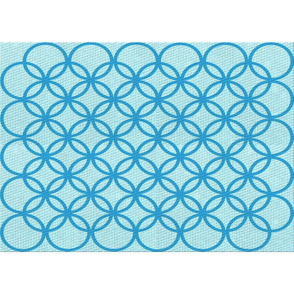 Ahgly Company Machine Washable Indoor Rectangle Transitional Tron Blue Area Rugs, 7' x 9'