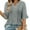 Gray, variant on Women's V Neck Flare Short Sleeve Shirts Pleated Button Down Summer Causal Tops, Lightweight & Dressy for 2025 Trends