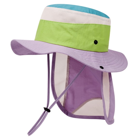 FAWUUDO Boys Girls Bucket Hat Cotton Color Block Breathable Sun Hat for Toddler Kids Outdoor Camping Travel