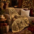 thumbnail image 3 of Wilderness Adventure Lynx Mountain Pine Collage Rustic Nostalgia, Rustic Botanical Portrait, Warm Flannel Blanket for Cabin and Lodge, Wildlife Lovers Camping Gift, Rustic Home Decor, 3 of 9