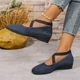 thumbnail image 5 of Miluxas Wedge Sandals for Women Comfortable Closed Toe Ankle Strap Summer Dressy Platform Heels Shoes Blue 7.5(40), 5 of 9