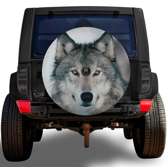 Lotusprinthandmade Wild Wolf Scenic Spare Tire Cover With Backup Camera Hole 6 Sizes (27 in.), wolf tire cover, wild wolf spare cover