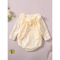 thumbnail image 4 of Bslissey Baby Girls Lace Hoodie Romper Long Sleeve Bunny Ears Hooded Bow Hollowed Jumpsuit 3M 6M 12M 18M 24M Infant Toddler Cute Spring Bodysuit for Casual Daily, 4 of 9