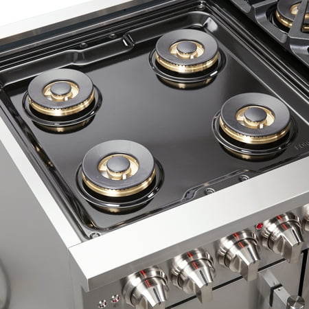 Forno Appliances - Capriasca 6.58 Cu. Ft. Freestanding Double Oven Dual Fuel Range with Left Oven Swing Door