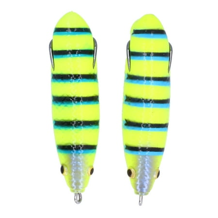 2Pcs Artificial Fish Shaped Bait Lifelike Soft Silicone Lure Fishing Swimbait with HookBlack Stripe Green